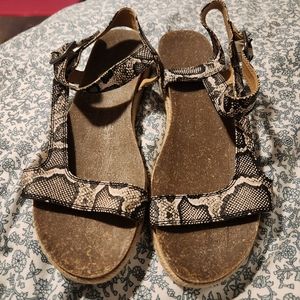 Snake Print low wedge sandals
